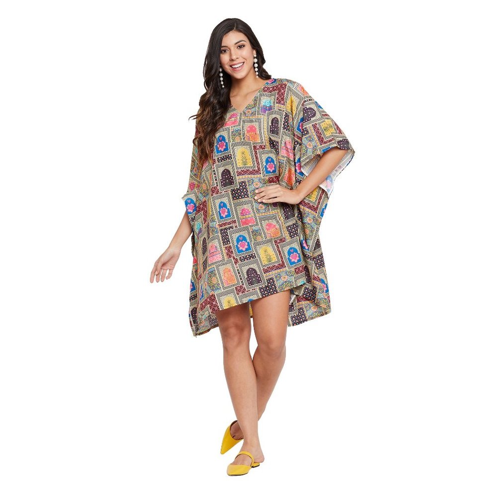 Gypsie Blu Women Casual Short Caftan Dress Tunic Beach Cover Up for Evening Wear - Picture 3 of 10